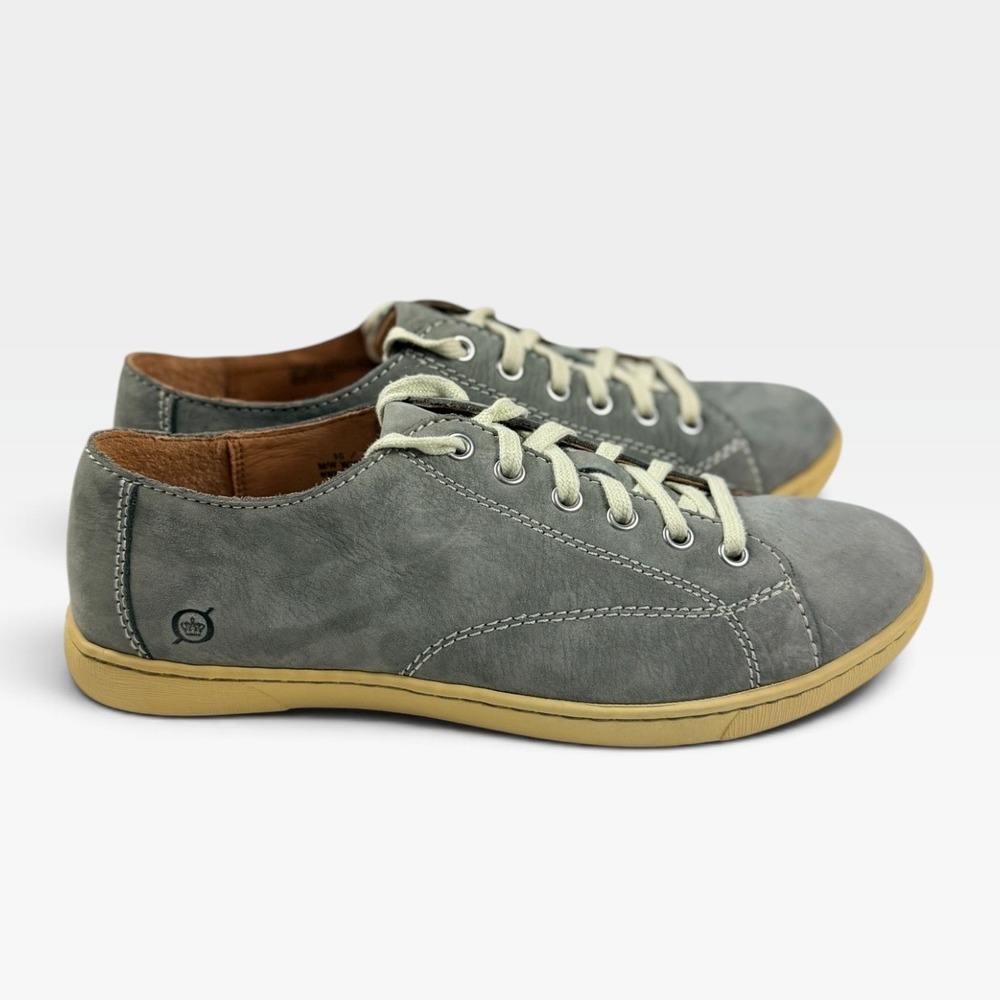 Born Kai Sneakers Womens 10 Grey Leather Low Top Lace Up W22211 Graphite New